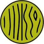 Gr&uuml;nes Rundsymbol mit schwarzer Holzmaserung als Icon f&uuml;r Echtholzb&ouml;den