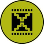 Gr&uuml;nes Rundsymbol mit schwarzem Teppichmotiv als Icon f&uuml;r Teppichb&ouml;den